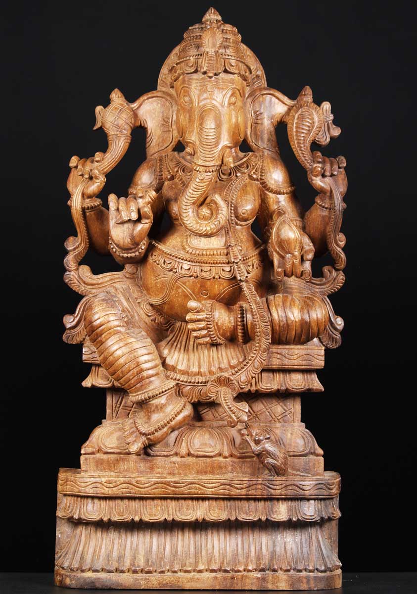 Wood Statue of the Hindu God Ganesha 37"